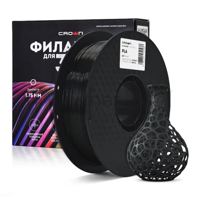 Филамент Crown Micro CM-FILPLA002B PLA 1.75 1кг черный