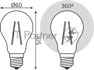 Лампа светодиодная Gauss Filament 102902215 15Вт цок.: E27 груша 220B св. свеч. бел. нейт. (упак.: 10 шт)