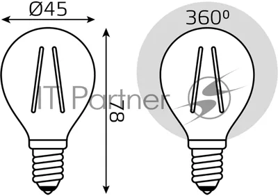 Лампа светодиодная филаментная Gauss Filament 5Вт цок.: E14 свеча 220B св. свеч. бел. теп. (упак.: 10 шт)