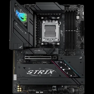 Материнская плата ASUS ROG STRIX B850-F GAMING WIFI, AM5, AMD B850, 4xDDR5, 4xSATA, 4xM.2, 1xPCIe 5.0 x16, 1xPCIe 4.0 x16, 1xPCIe 4.0 x4, DisplayPort, HDMI, 1x2.5Gb LAN, USB Type-C, 3x3.5 мм, 7.1, ATX