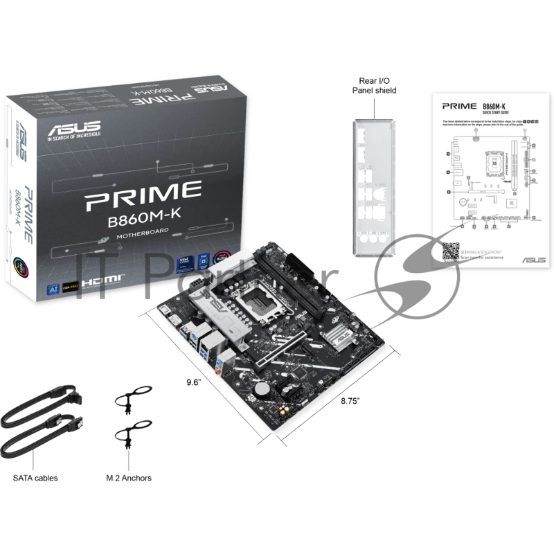 Материнская плата ASUS PRIME B860M-K, LGA1851, Intel B860, 2xDDR5, 4xSATA, 2xM.2, 1xPCIe 4.0 x16, DisplayPort, HDMI, 1x2.5Gb LAN, 3x3.5 мм, 7.1, microATX