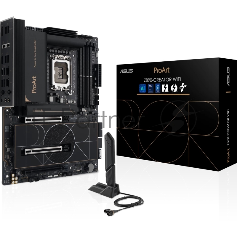 Материнская плата ASUS ProArt Z890-CREATOR WIFI, LGA1851, Intel Z890, 4xDDR5, 4xSATA, 5xM.2, 1xPCIe 5.0 x16, HDMI, USB Type-C, 2x10Gb LAN, Thunderbolt, 2x3.5 мм, 7.1, ATX