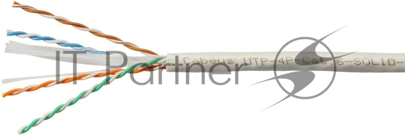 Кабель витая пара UTP (U/UTP) Cabeus UTP-4P-Cat.6-SOLID-LSZH-GY категория 6, 4 пары (23 AWG), одножильный, LSZH нг(А)-HF, серый (305 м)