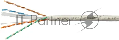 Кабель витая пара UTP (U/UTP) Cabeus UTP-4P-Cat.6-SOLID-LSZH-GY категория 6, 4 пары (23 AWG), одножильный, LSZH нг(А)-HF, серый (305 м)