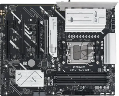 Материнская плата ASUS PRIME B840-PLUS WIFI, AM5, AMD B840, 4xDDR5, 4xSATA, 3xM.2, 1xPCIe 4.0 x16, 3xPCIe 3.0 x16, 1xPCIe 3.0 x1, DisplayPort, HDMI, 1x2.5Gb LAN, 8xUSB, 3x3.5 мм, 7.1, ATX