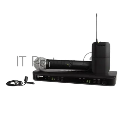 Микрофонная система SHURE BLX1288E/CVL-M17 беспроводная, двухканальная, с ручным передатчиком PG58 и петличным микрофоном CVL-B/C, частота UHF 662-686 МГц