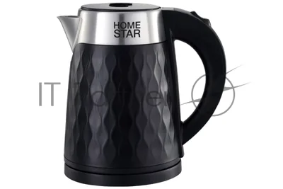 Чайник электрический Homestar HS-1021 1500 Вт, 1.7 л, нержавейка+пластик, черный, двойной корпус