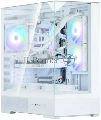 Компьютерный корпус ZALMAN P40 Prism, ATX, белый, WINDOW, 2x3.5", 3x2.5", 1xUSB TYPE-C, 2xUSB 3.0, REAR 1x120мм ARGb