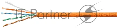 Кабель витая пара UTP (U/UTP) Cabeus UTP-4P-Cat.5e-SOLID-LSZH-100 категория 5e, 4 пары (24 AWG), одножильный, оранжевый, LSZH, нг(А)-HF, (100 м)