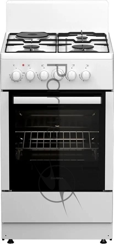 Плита комбинированная Darina 1E КМ241 321 W белый, конфорок 3 газовых и 1 электрическая, духовка 50 л, 50 см x 85 см x 60 см