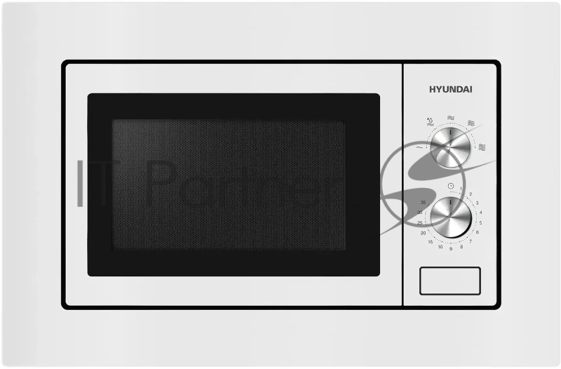 Микроволновая печь встраиваемая Hyundai HBW 2030S WG белый, 20 л, 800 Вт, переключатели - поворотный механизм