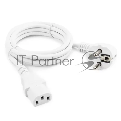 Кабель питания Cablexpert PC-186W Schuko-C13, 3x0.5мм2, 6A, с заземлением, 1.8м, белый, пакет