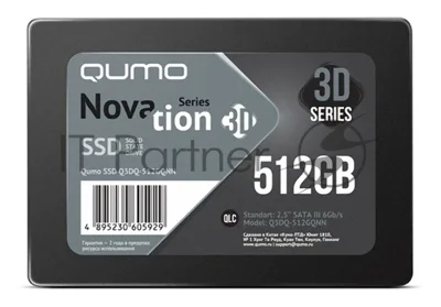 Накопитель SSD QUMO Novation 3D, 512Gb, SATA III, 2.5", R/W 530/500
