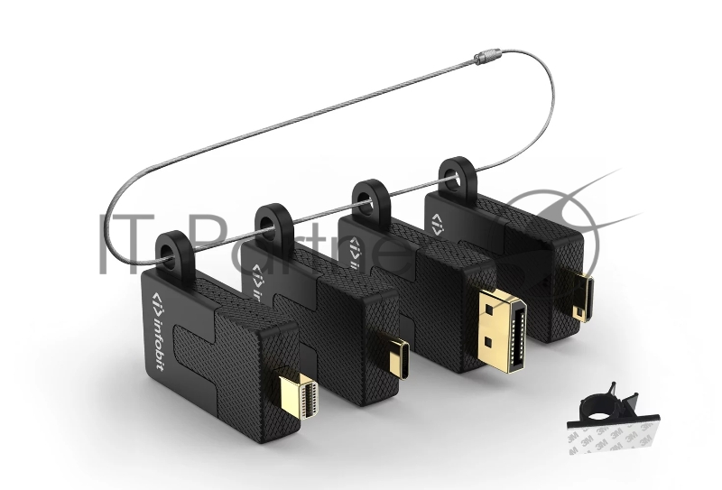 Кольцо Infobit iCable AR11 с переходниками: DP, Mini DP, Mini HDMI и USB C папа на HDMI мама, поддержка 4K30