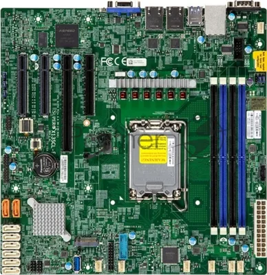Материнская плата Supermicro MBD-X13SCL-F-B, LGA1700, Intel C262, 4xDDR5, 8xSATA, 1xM.2, 1xPCIe 4.0 x16, 2xPCIe 4.0 x8, D-Sub, 2x1Gb LAN, USB, microATX