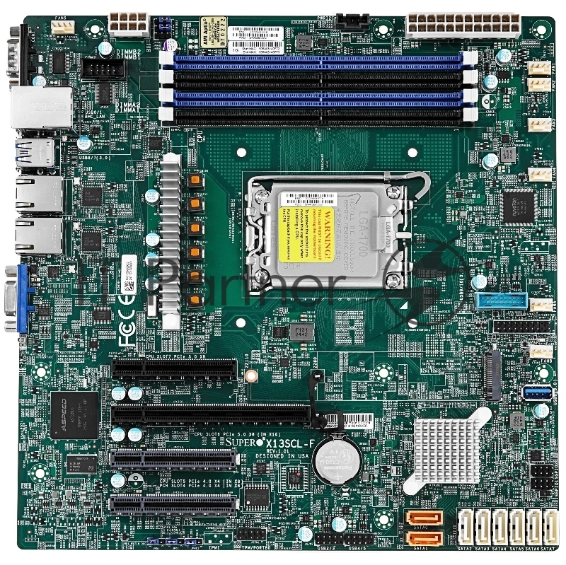 Материнская плата Supermicro X13SCL-F, LGA1700, Intel C262, 4xDDR5, 8xSATA, 1xM.2 PCIe 4.0, 1xPCIe 5.0 x16, 1xPCIe 5.0 x8, 2xPCIe 4.0 x4, 1xVGA, 1xCOM, 2x1Gb LAN, 2xUSB 3.2 Gen1, 2xUSB 2.0, 1x3.5 мм, microATX