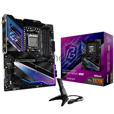 Материнская плата ASRock X870E NOVA WIFI, AM5, AMD X870E, 4xDDR5, 4xSATA, 1xPCIe 5.0 x16, 1xPCIe 3.0 x16, 1xPCIe 3.0 x1, 1xHDMI, 2xUSB4 Type-C, 5xUSB 3.2 Gen2, 3xUSB 3.2 Gen1, 1x 5Gb LAN, 3x3.5 мм, 7.1, ATX