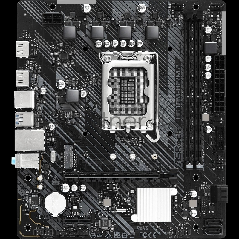 Материнская плата ASRock H610M-H2/M.2, LGA1700, Intel H610, 2xDDR4, 4xSATA, 1xM.2, 1xPCIe 4.0 x16, 2xHDMI, 1x1Gb LAN, 3x3.5 мм, 7.1, microATX