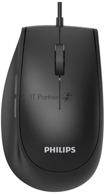Мышь проводная Philips SPK7327 черный, 1600 dpi, USB, кнопки - 5