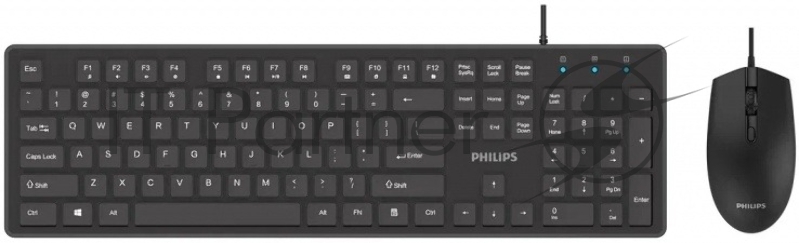 Комплект клавиатура+мышь Philips SPT6264 проводной, USB, 1200 DPI, чёрный
