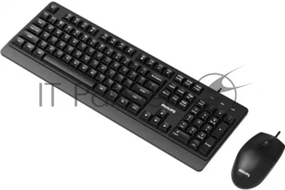 Комплект клавиатура+мышь Philips SPT6247 проводной, USB, 1600 DPI, чёрный
