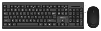 Комплект клавиатура+мышь Philips SPT6324 беспроводной, USB, 1000 DPI, чёрный