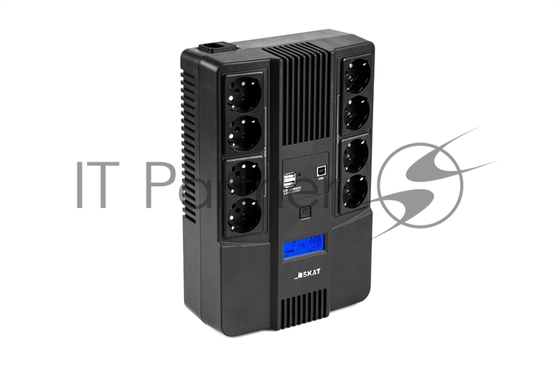 Источник бесперебойного питания Бастион SKAT-UPS 800-AID-IN-1x9-8 ИБП 220В 480Вт, LCD, АКБ 1x 9А·ч, line interactive, мод.синус, 8хSchuko,2xUS (8933)