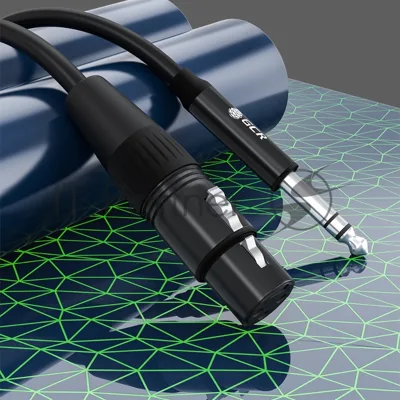 Кабель GCR 5.0m микрофонный stereo jack 6,35мм/XLR, M/F, черный, AL case черный