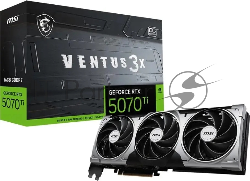 Видеокарта MSI RTX 5070Ti 16G VENTUS 3X OC, 16Gb GDDR7, 256 bit, 3xDP, HDMI, GPU 2300 MHz