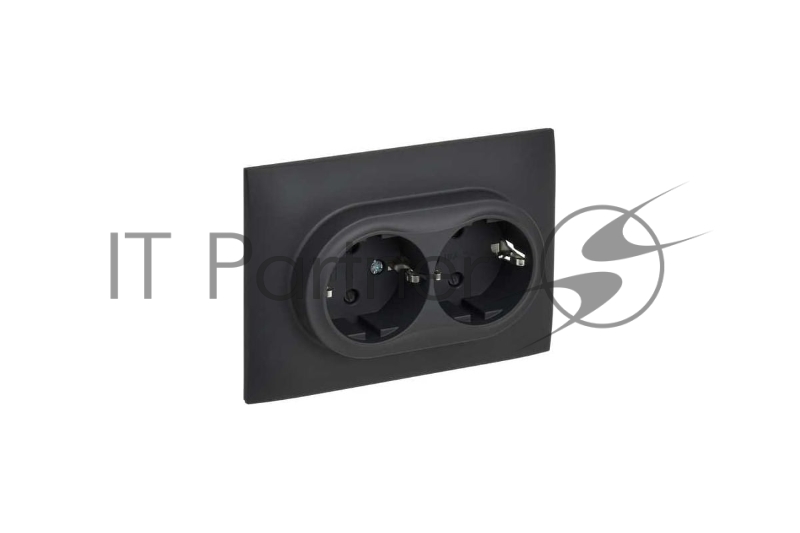 Розетка 2-м IEK SKANDY SK-R07G графит SK-R24-16-K53-F 16А с заземл. защ. штроки в сборе