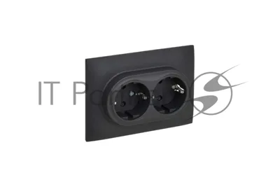 Розетка 2-м IEK SKANDY SK-R07G графит SK-R24-16-K53-F 16А с заземл. защ. штроки в сборе