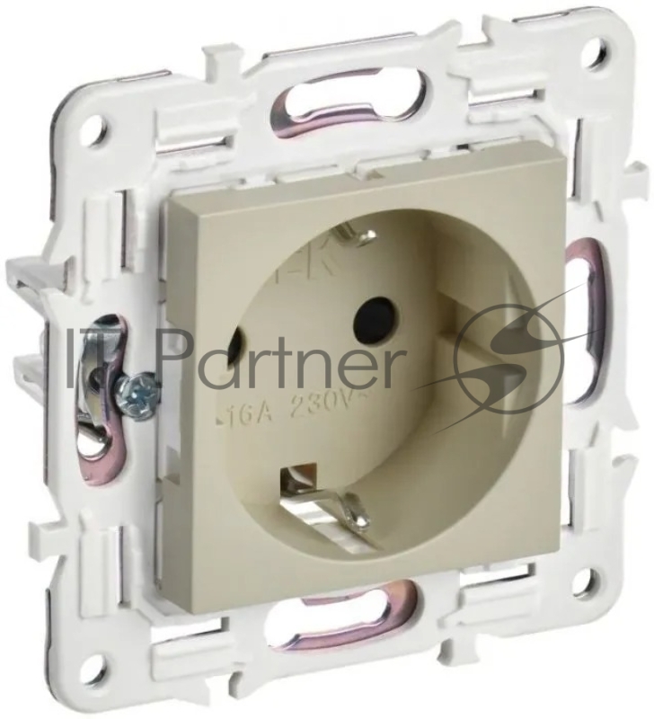 Розетка IEK SKANDY SK-R06B 16А с заземл. защ. штроки б/к бежевый SK-R14-16-1-K10