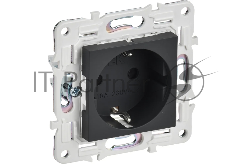 Розетка IEK SKANDY SK-R06G (SK-R14-16-1-K53) с заземлением, с защитными шторками, 16А безвинтовое крепление, графит