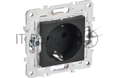 Розетка IEK SKANDY SK-R06G (SK-R14-16-1-K53) с заземлением, с защитными шторками, 16А безвинтовое крепление, графит