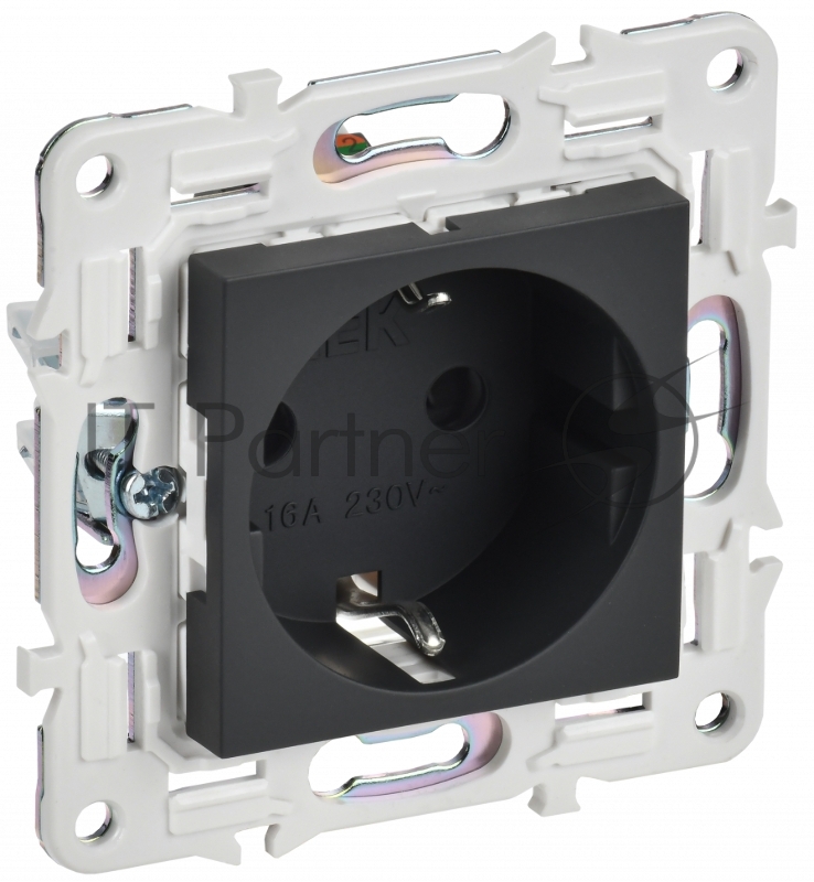 Розетка IEK SKANDY SK-R04G (SK-R14-16-K53) с заземлением, с защитными шторками 16А, графит