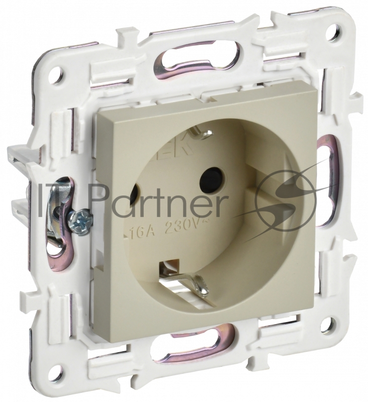 Розетка IEK SKANDY SK-R04B (SK-R14-16-K10) с заземлением, с защитными шторками 16А, бежевый