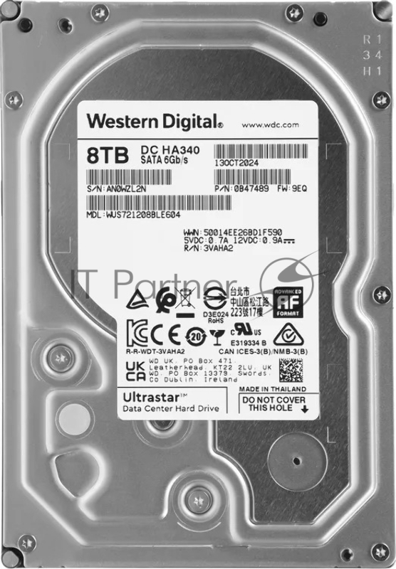 Жесткий диск серверный HDD WD Ultrastar DC HA340 8Tb SATA3 3.5"