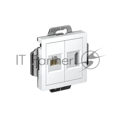 Розетка двойная ATLASDESIGN HDMI+RJ45, кат.5Е, механизм, БЕЛЫЙ