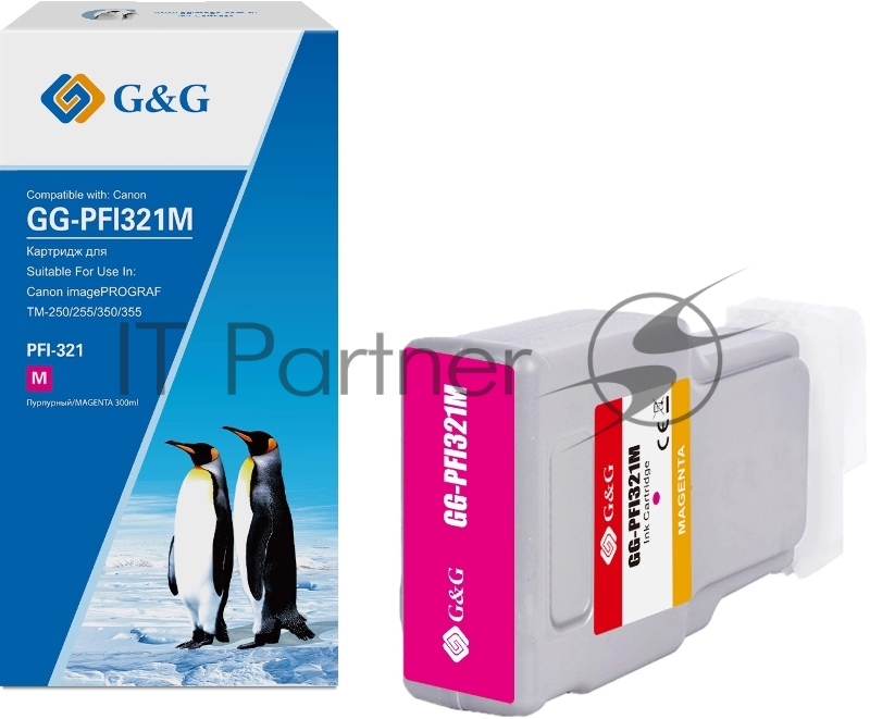 Картридж струйный G&G GG-PFI321M пурпурный (300мл) для Canon imagePROGRAF TM-250/255/350/355