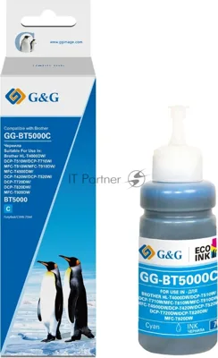 Чернила G&G GG-BT5000C фото голубой70мл для Brother HL-T4000DW/DCP-T510W/DCP-T710W/MFC-