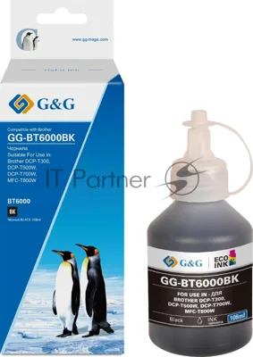 Чернила G&G GG-BT6000BK черный108мл для Brother HL-1110/1112A/1210/1212;DCP-1510/1512/1