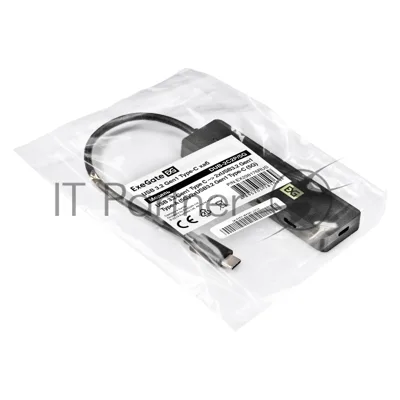 USB-концентратор 4-в-1 ExeGate DUB-2C2P/5G (кабель-адаптер USB 3.2 Gen1 Type C --> 2xUSB3.2 Gen1 Type-A (5G)/2xUSB3.2 Gen1 Type-C (5G), SuperSpeed USB 5Gbps, Plug&Play, черный)