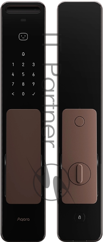 Умный замок Aqara ML-D01D врезной разбл.отпеч.паль./код/пар/NFC/прил/мех.кл 5000mAh бронзовый/черный
