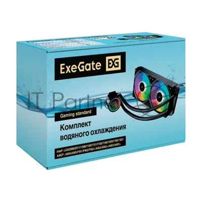 Система жидкостного охлаждения ExeGate BlackWater-240V3.PWM.ARGb черный, 120 мм, алюминий/медь, 1800 об/мин, 37 дБ, 4 pin, 150 Вт