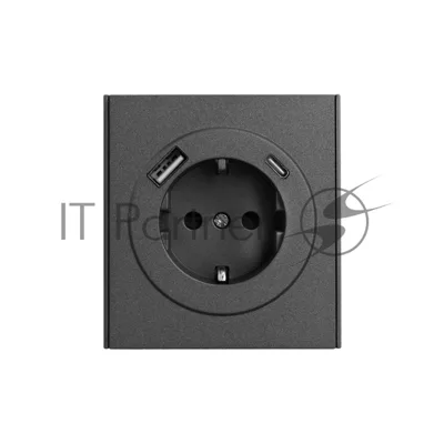 Розетка Kranz STRONG 1-ая с/з с/у з/ш 16А с USB A+C быстрой зарядки 5В/3А графит