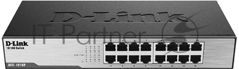 Коммутатор D-Link DES-1016D/I1A, 16×100 Мбит/с, неуправляемый