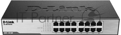 Коммутатор D-Link DES-1016D/I1A, 16×100 Мбит/с, неуправляемый