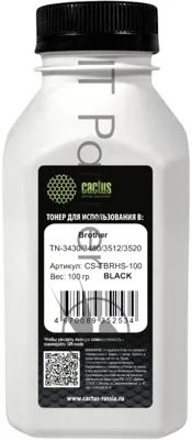 Тонер Cactus CS-TbRHS-100 черный флакон 100гр. для принтера Brother TN-3430/3480/3512/3520