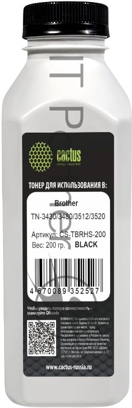 Тонер Cactus CS-TbRHS-200 черный флакон 200гр. для принтера Brother TN-3430/3480/3512/3520