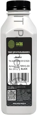 Тонер Cactus CS-TbRHS-200 черный флакон 200гр. для принтера Brother TN-3430/3480/3512/3520
